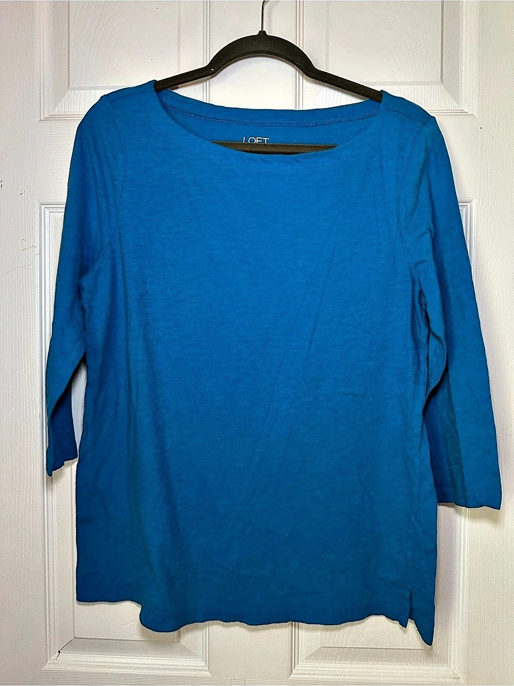 LOFT Women's Cotton Long Sleeve Tee in Blue